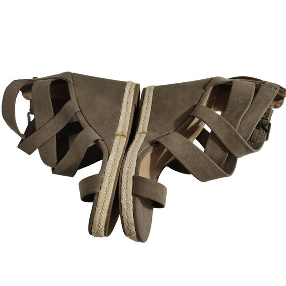 Brash Brown Wedge Heels Sandals Women Size 8.5 Strappy Open Toe Buckle Zippered - Picture 8 of 9